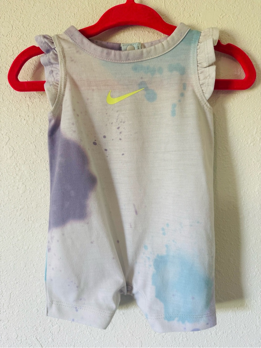 Nike New Born Tie-Dye Romper - Purple, Blue & Yellow Swoosh